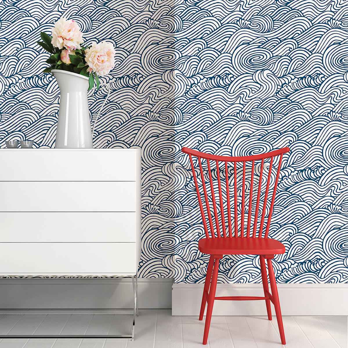 Navy Saybrook Peel and Stick Wallpaper - York Wallcoverings - NUS3562 - York Wallcoverings Wallpaper