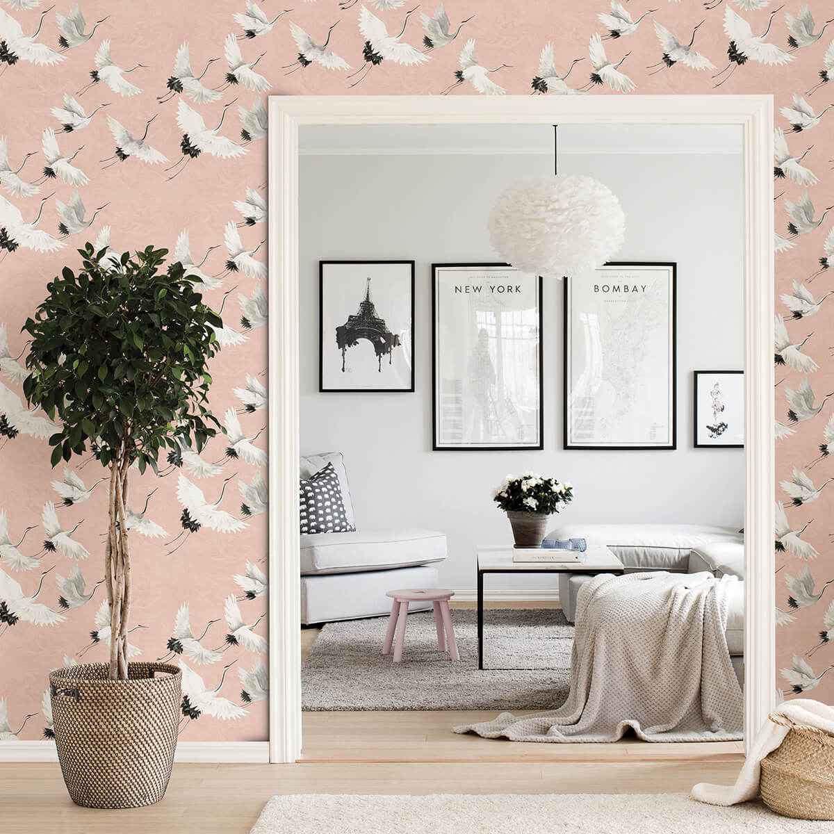 Pink Halcyon Peel and Stick Wallpaper - York Wallcoverings - NUS4299 - York Wallcoverings Wallpaper