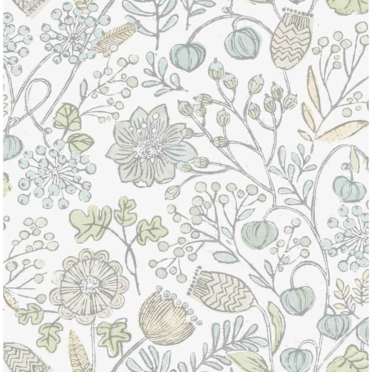 Blue and Green Southern Trail Peel and Stick Wallpaper - York Wallcoverings - NUS4307 - York Wallcoverings Wallpaper