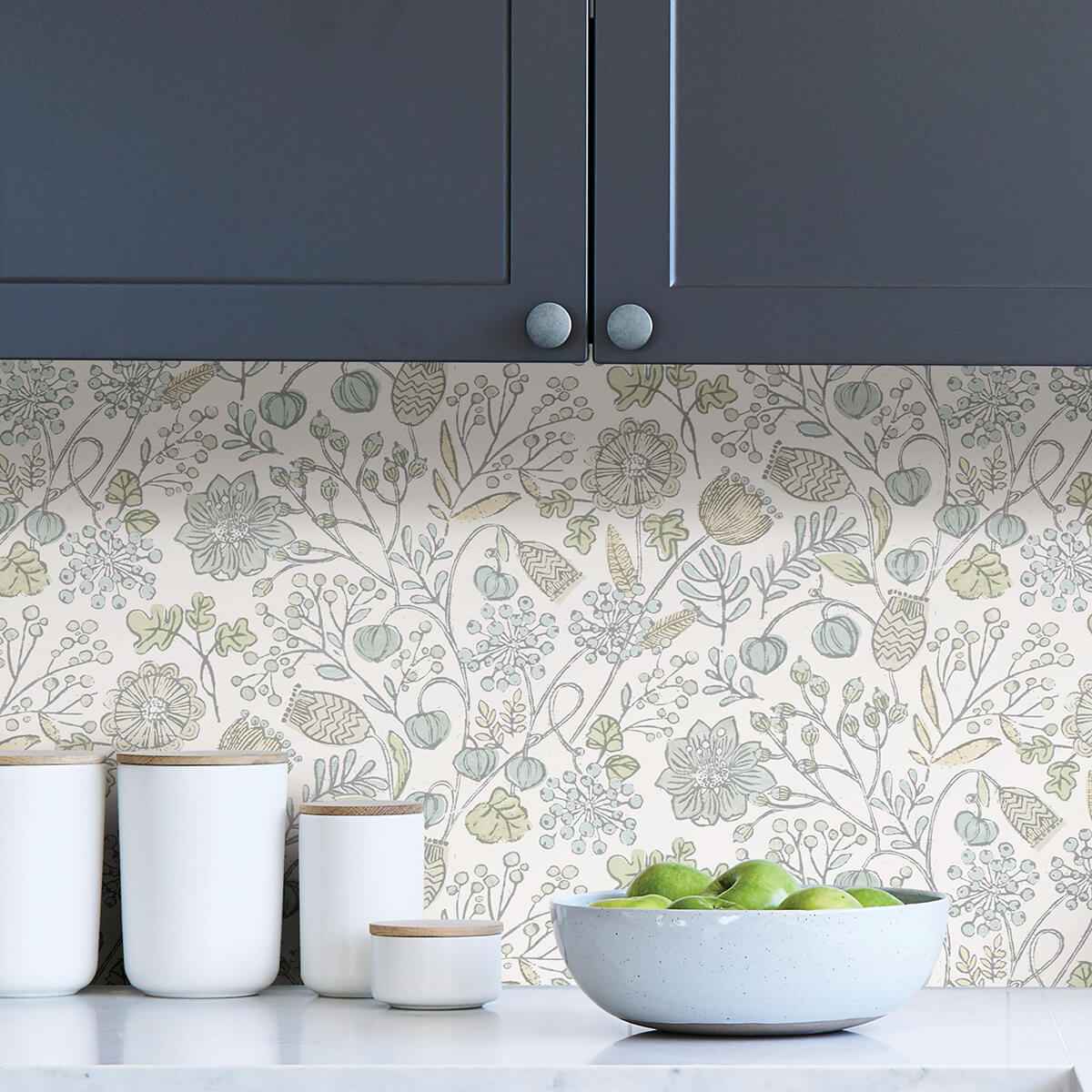 Blue and Green Southern Trail Peel and Stick Wallpaper - York Wallcoverings - NUS4307 - York Wallcoverings Wallpaper