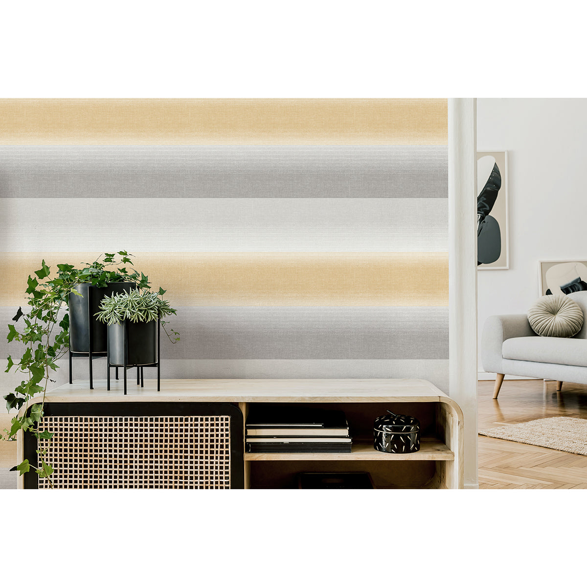 Kirby Mustard Stripe Wallpaper - York Wallcoverings - M1645 - York Wallcoverings Wallpaper