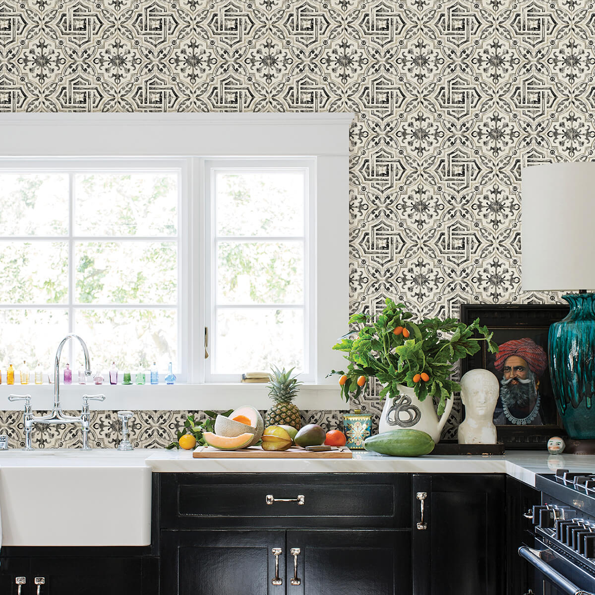 Black Landondale Peel & Stick Wallpaper - York Wallcoverings - NUS4397 - York Wallcoverings Wallpaper