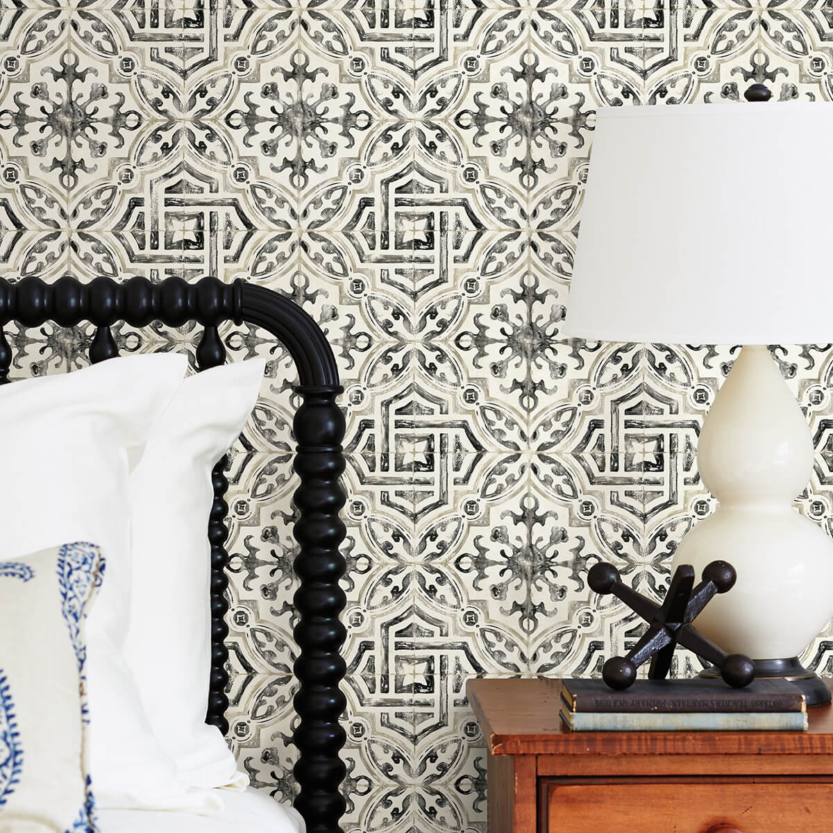 Black Landondale Peel & Stick Wallpaper - York Wallcoverings - NUS4397 - York Wallcoverings Wallpaper