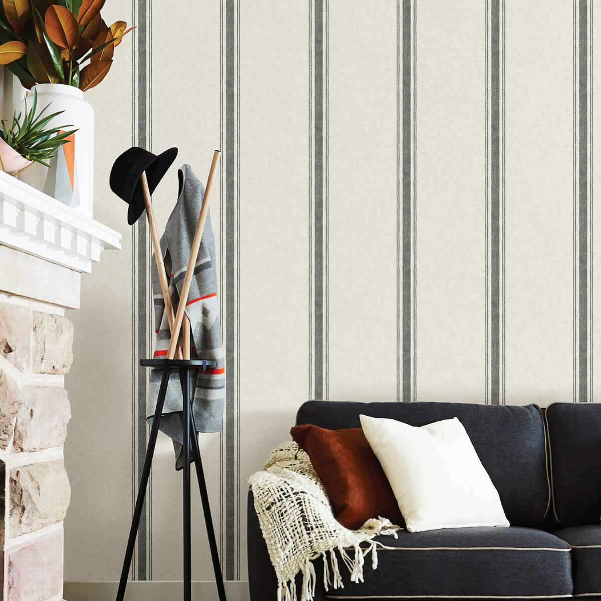 Charcoal Langston Peel and Stick Wallpaper - York Wallcoverings - NUS4398 - York Wallcoverings Wallpaper