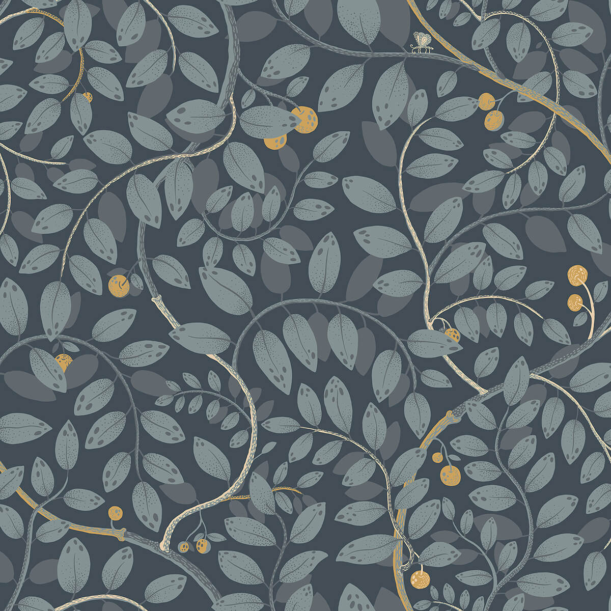 kirke-blue-leafy-vines-wallpaper-york-wallcoverings-2932-65106 - York Wallcoverings Papel pintado