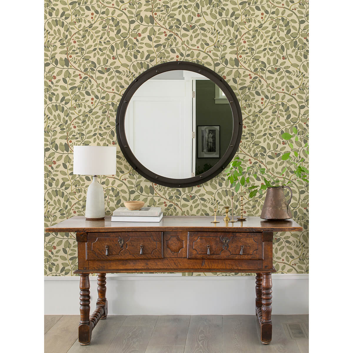 kirke-green-leafy-vines-wallpaper-york-wallcoverings-2932-65107 - York Wallcoverings Papel pintado