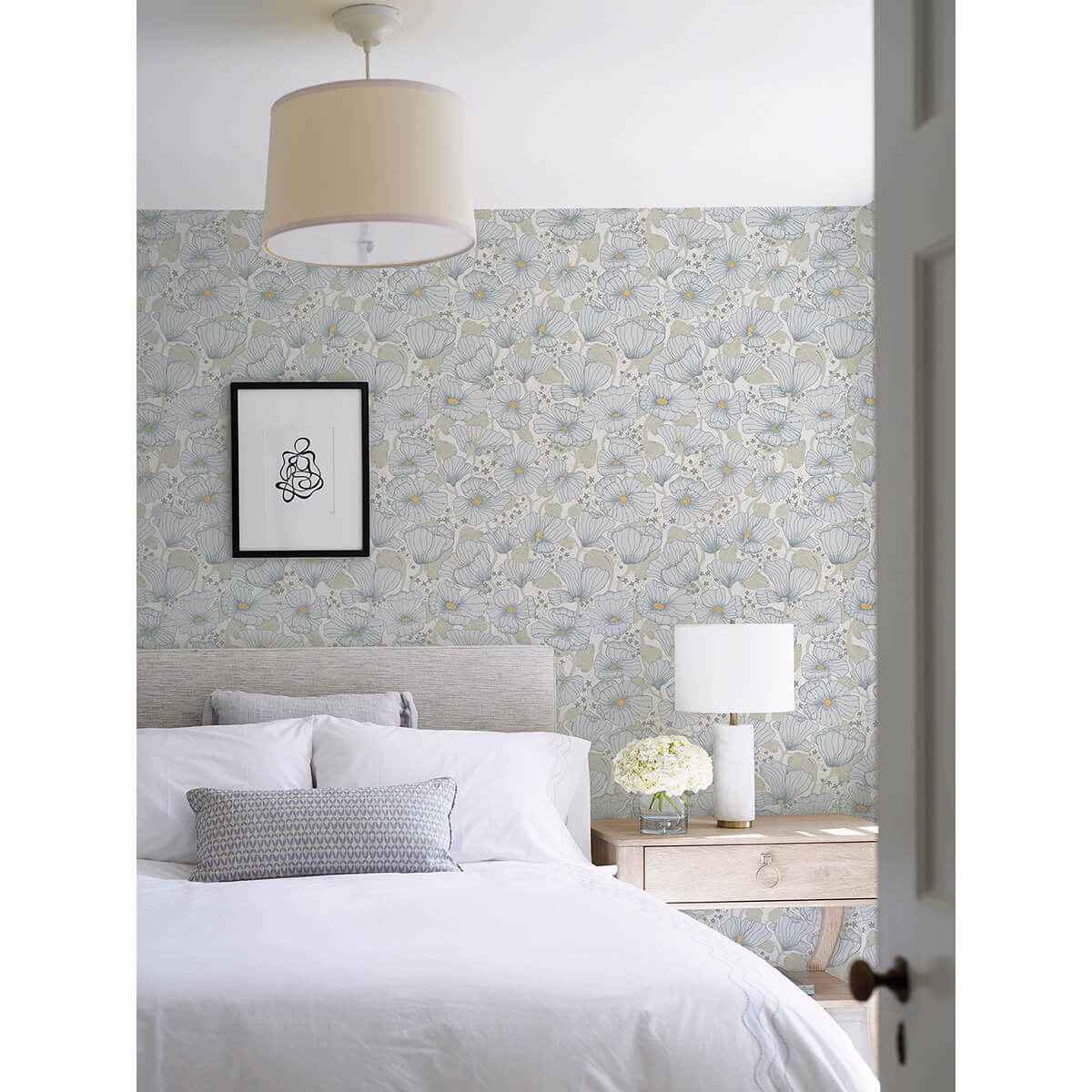 Matilda Blue Poppy Fields Wallpaper - York Wallcoverings - 2932-65110 - York Wallcoverings Wallpaper