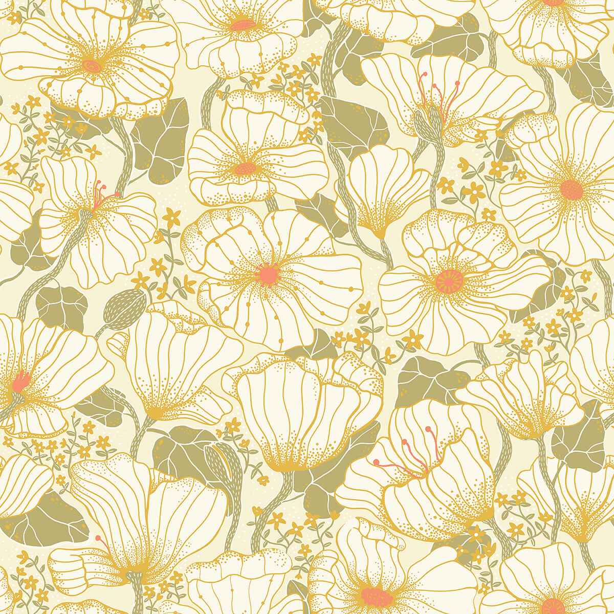 Matilda Green Poppy Fields Wallpaper - York Wallcoverings - 2932-65111 - York Wallcoverings Wallpaper