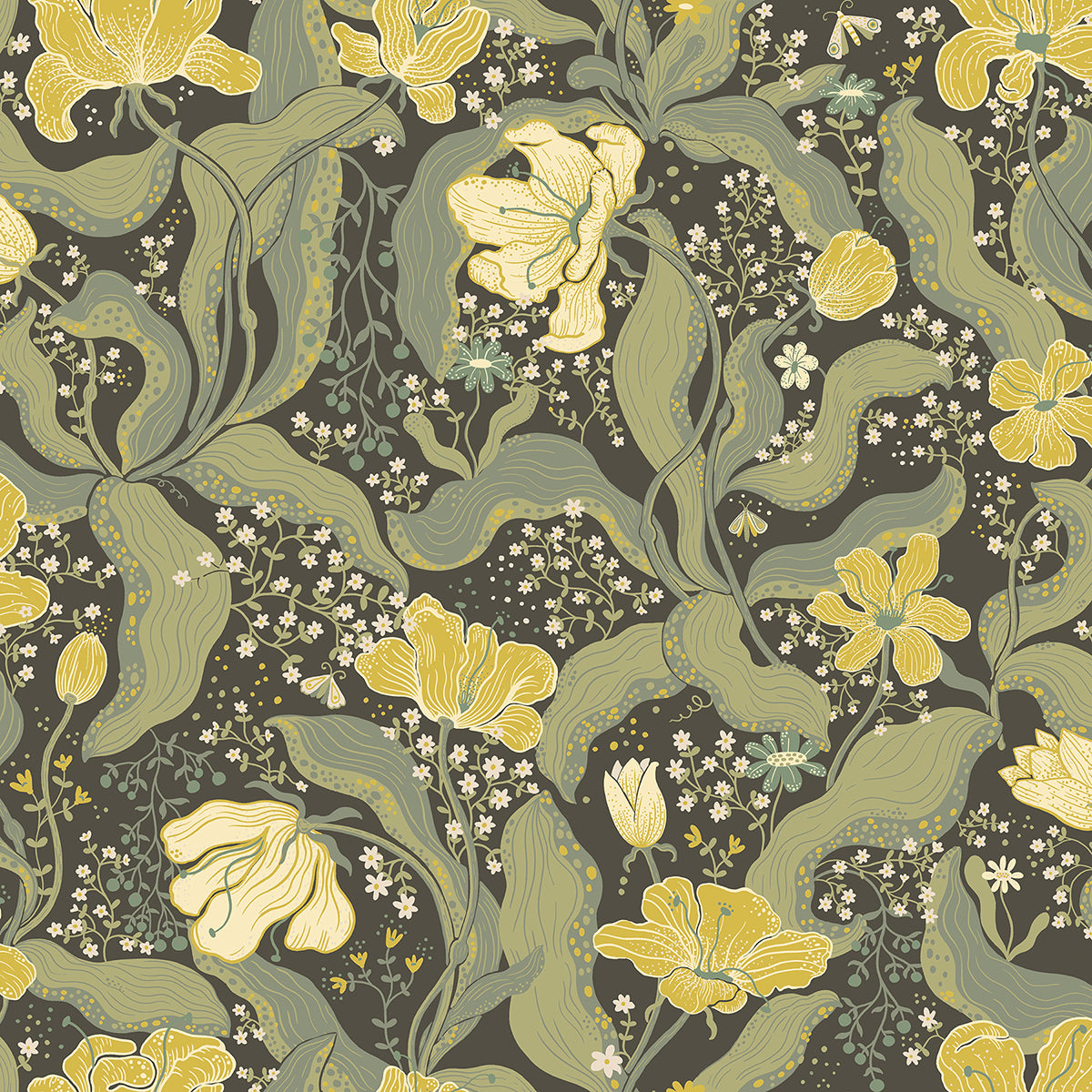 Bodri Green Tulip Garden Wallpaper - York Wallcoverings - 2932-65113