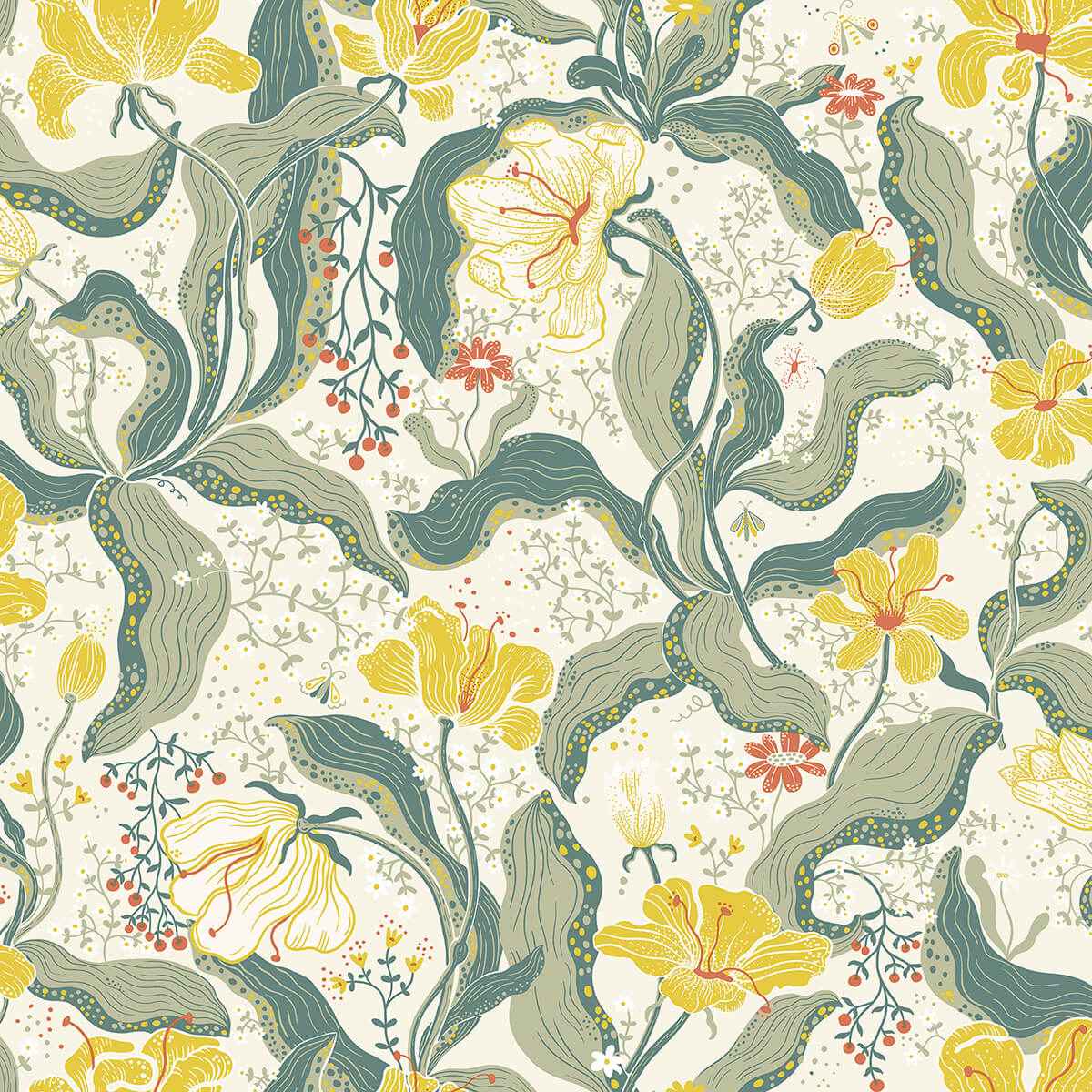 Bodri Yellow Tulip Garden Wallpaper - York Wallcoverings - 2932-65118