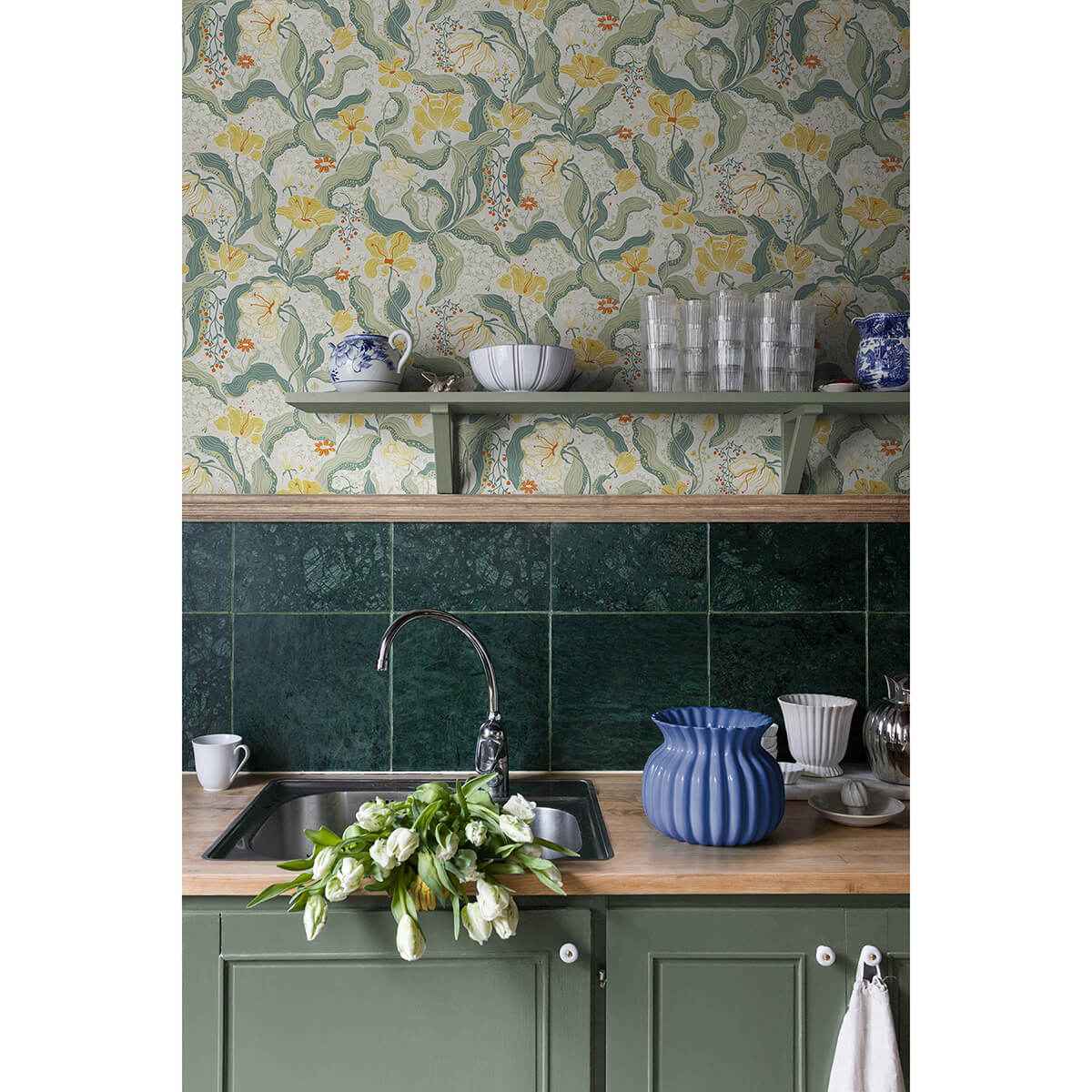 Bodri Yellow Tulip Garden Wallpaper - York Wallcoverings - 2932-65118 - York Wallcoverings Wallpaper