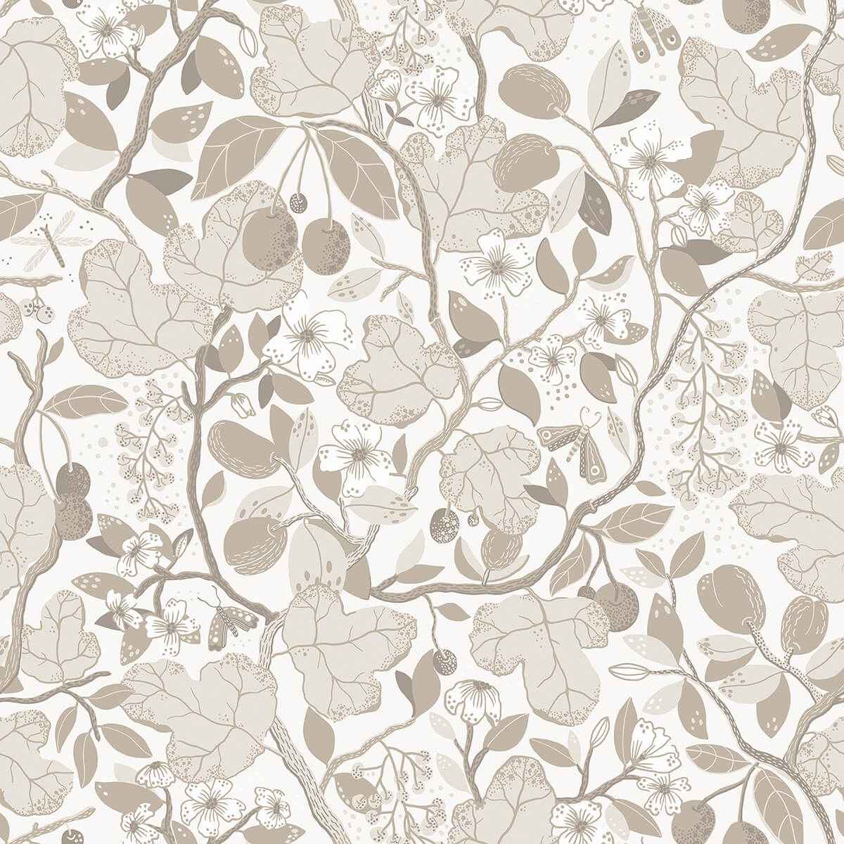 Ewald Beige Garden Vines Wallpaper - York Wallcoverings - 2932-65120