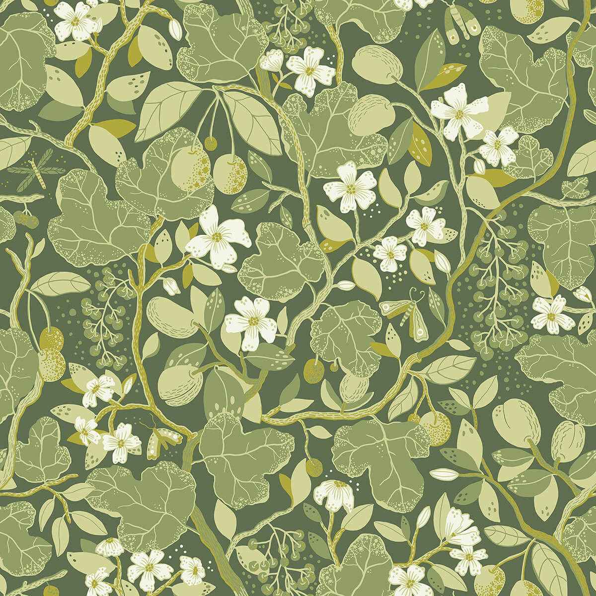 Ewald Green Garden Vines Wallpaper - York Wallcoverings - 2932-65121
