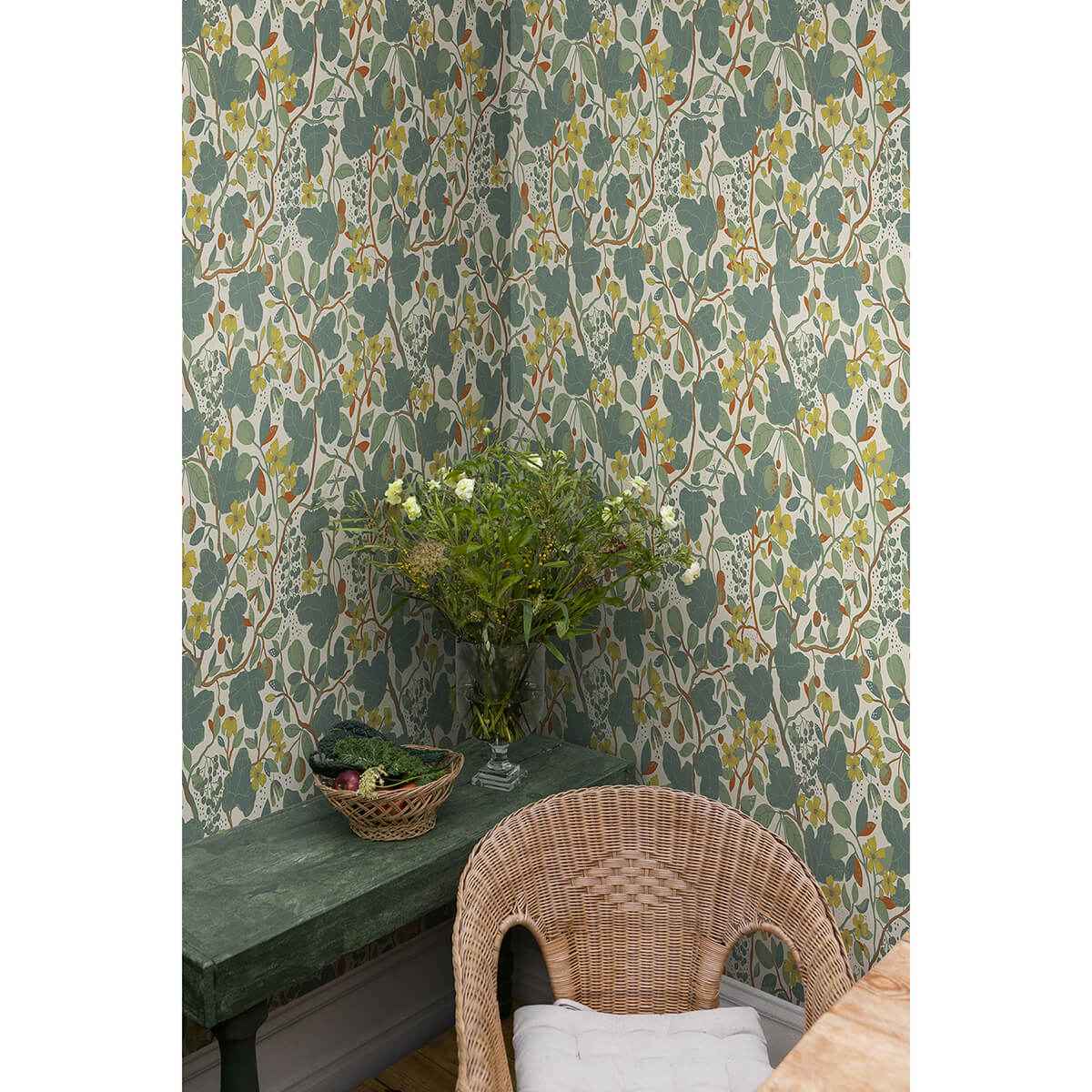 Ewald Turquoise Garden Vines Wallpaper - York Wallcoverings - 2932-65123 - York Wallcoverings Wallpaper
