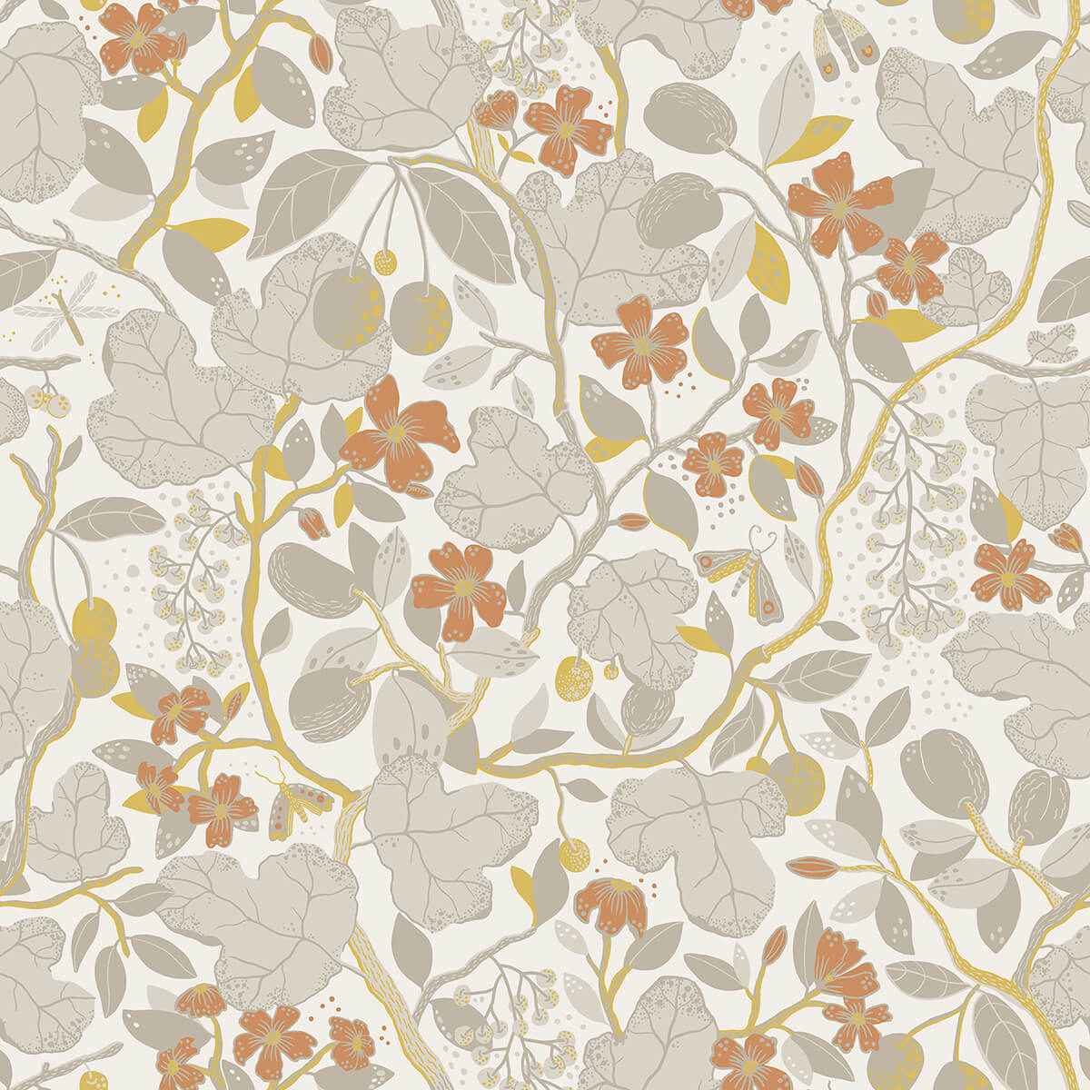 Ewald Grey Garden Vines Wallpaper - York Wallcoverings - 2932-65124