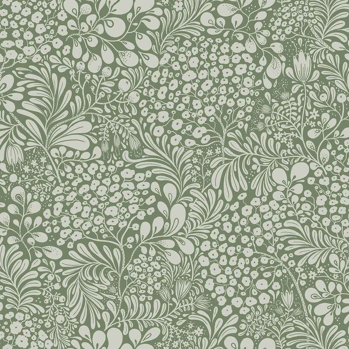 Siv Dark Green Botanical Wallpaper - York Wallcoverings - 2932-65125 - York Wallcoverings Wallpaper