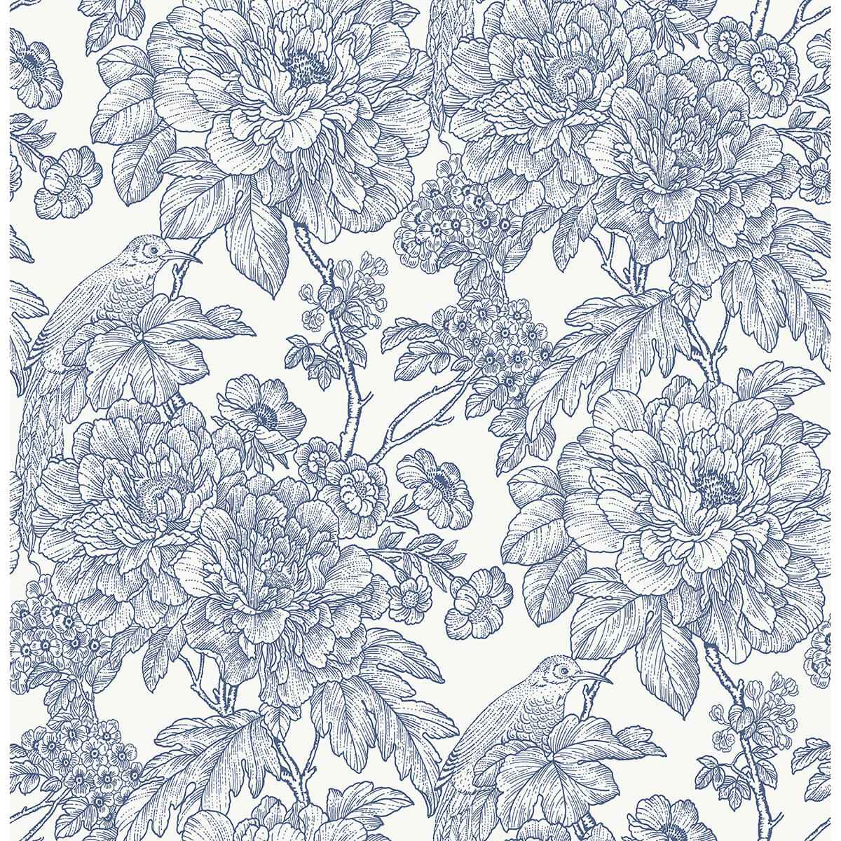 Blue Sudbury Peel and Stick Wallpaper - York Wallcoverings - NUS4289