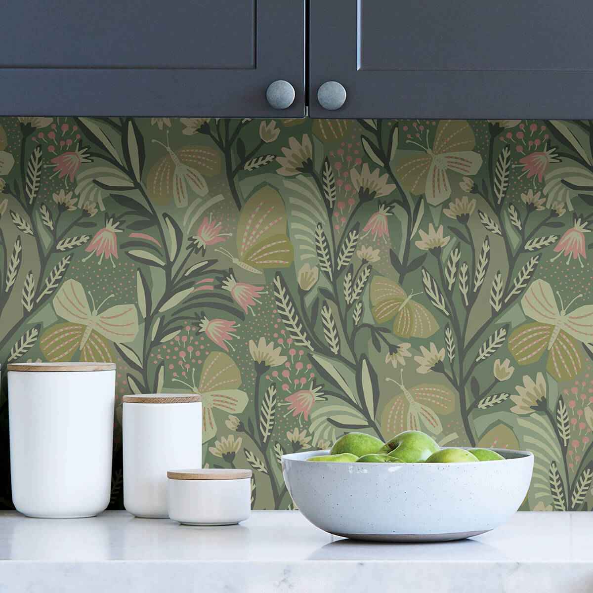 Sage Papillon Flutter Peel and Stick Wallpaper - York Wallcoverings - PLS4204 - York Wallcoverings Wallpaper
