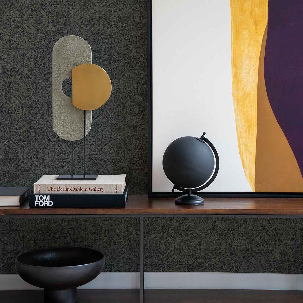 Edsel Charcoal Geometric Wallpaper - York Wallcoverings - 4044-38022-3 - York Wallcoverings Wallpaper