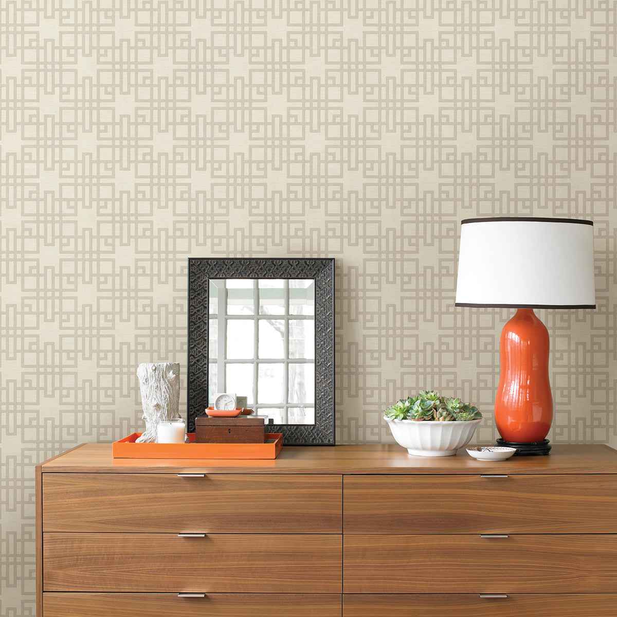 Mana White Trellis Wallpaper - York Wallcoverings - 4035-409239 - York Wallcoverings Wallpaper