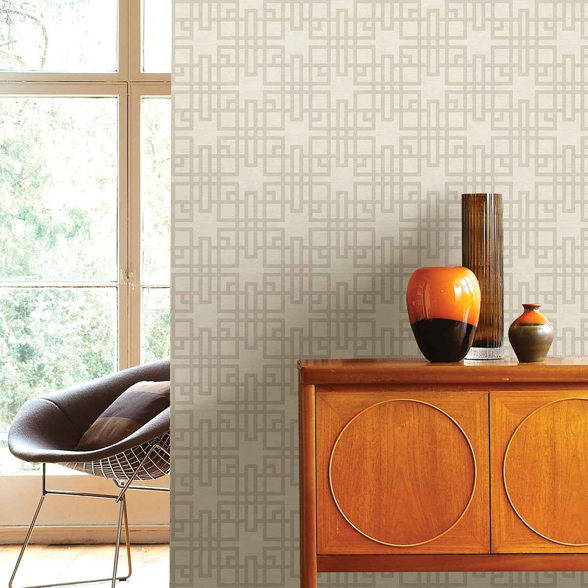 Mana White Trellis Wallpaper - York Wallcoverings - 4035-409239 - York Wallcoverings Wallpaper