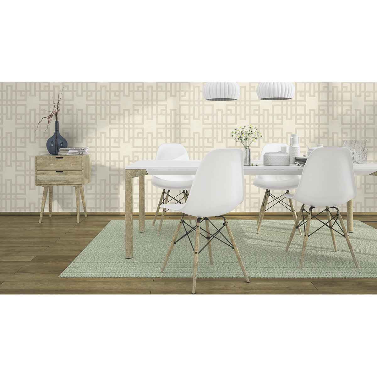Mana White Trellis Wallpaper - York Wallcoverings - 4035-409239 - York Wallcoverings Wallpaper
