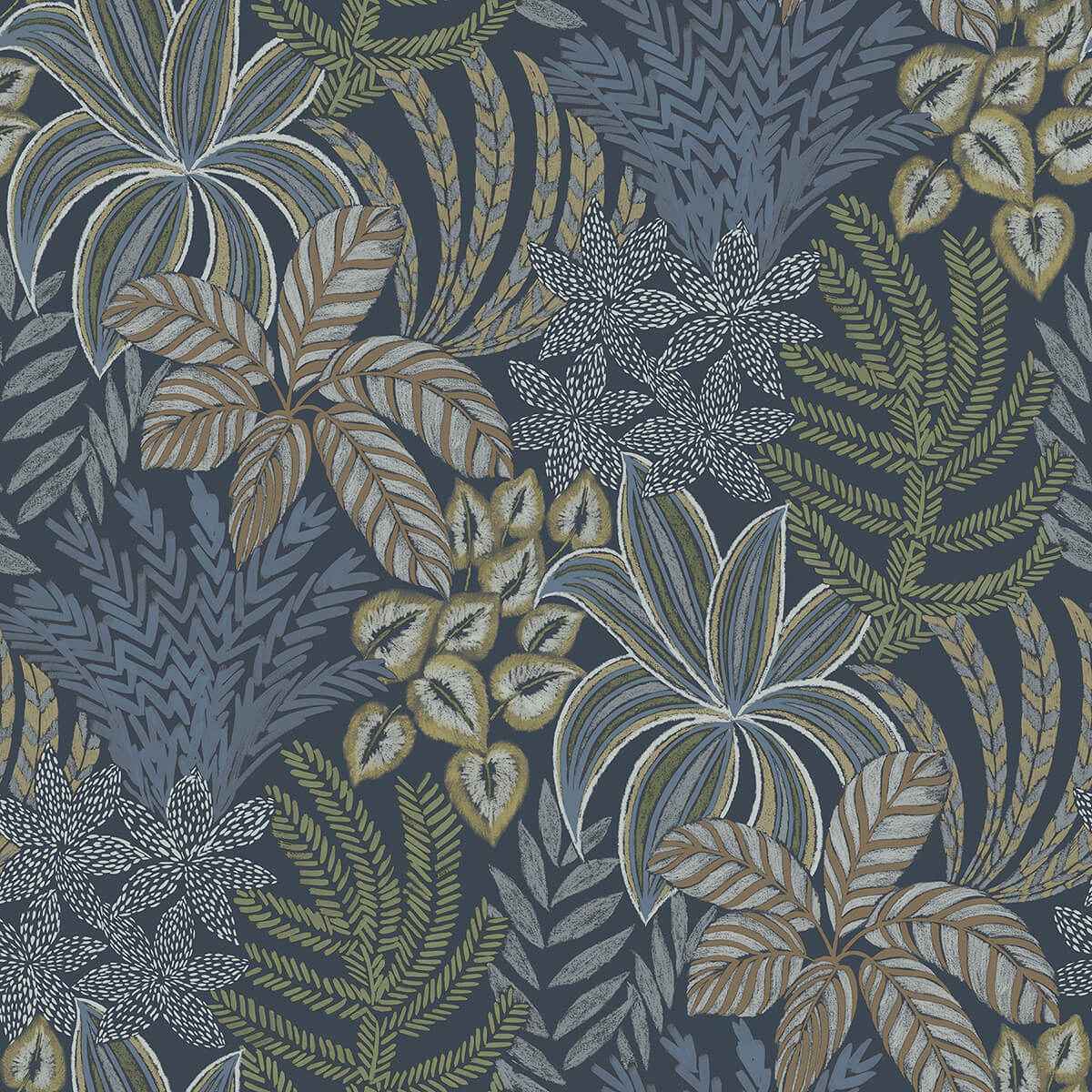 Sumner Navy Woodland Botanical Wallpaper - York Wallcoverings - 2970-13904 - York Wallcoverings Wallpaper