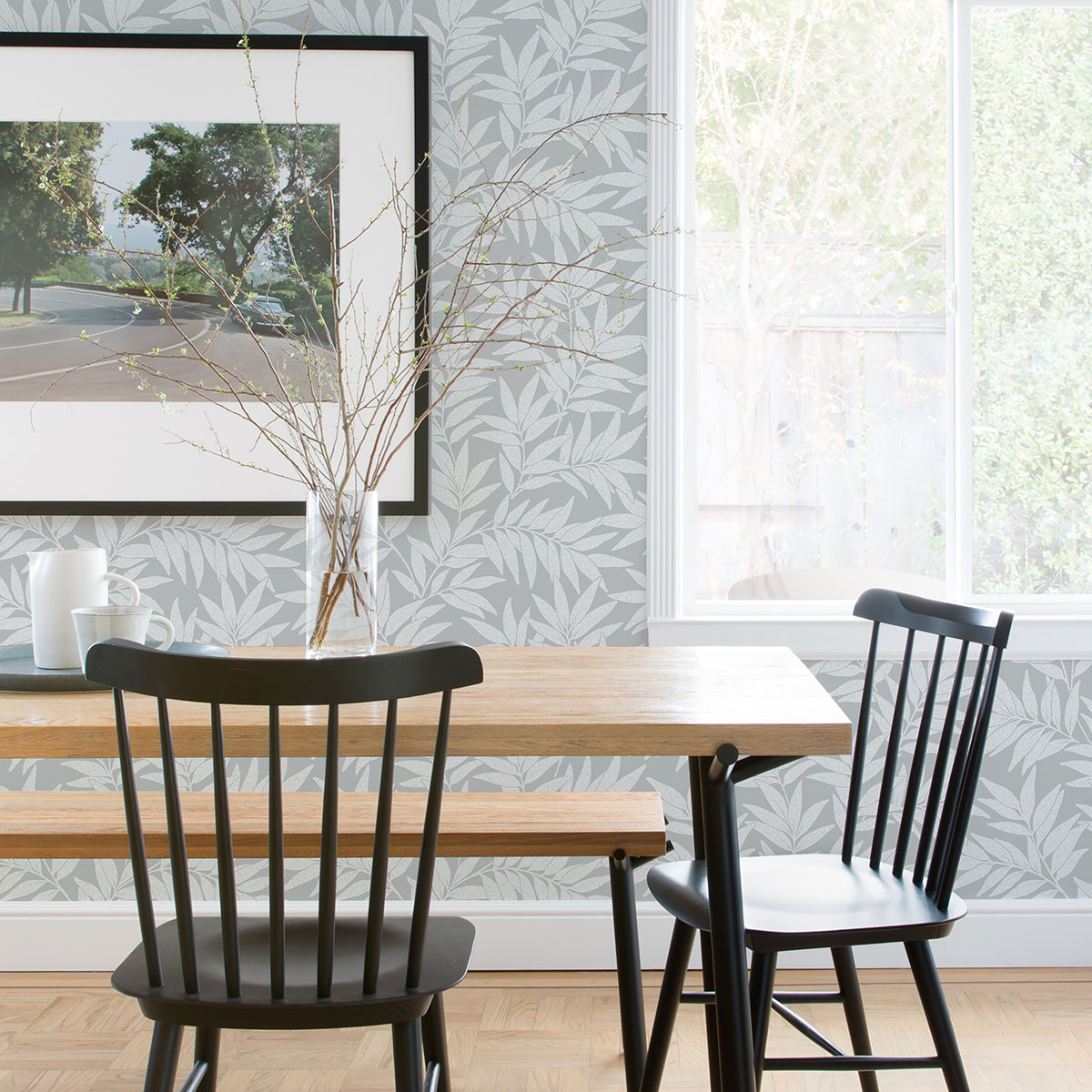 Morris Light Grey Leaf Wallpaper - York Wallcoverings - 2970-26124 - York Wallcoverings Wallpaper