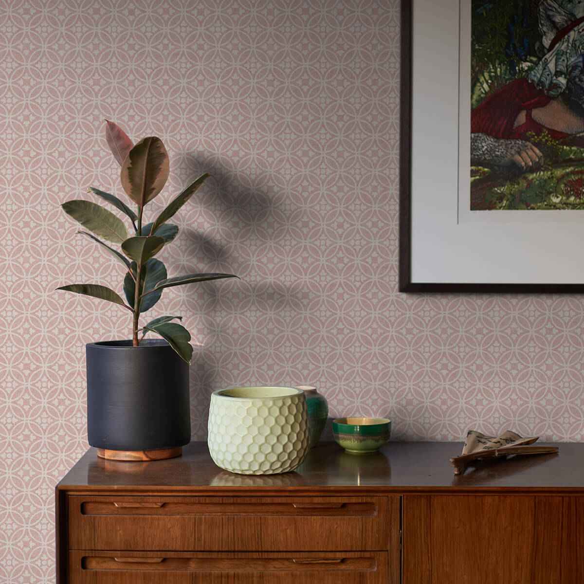 Larsson Pink Ogee Wallpaper - York Wallcoverings - 2970-26138 - York Wallcoverings Wallpaper