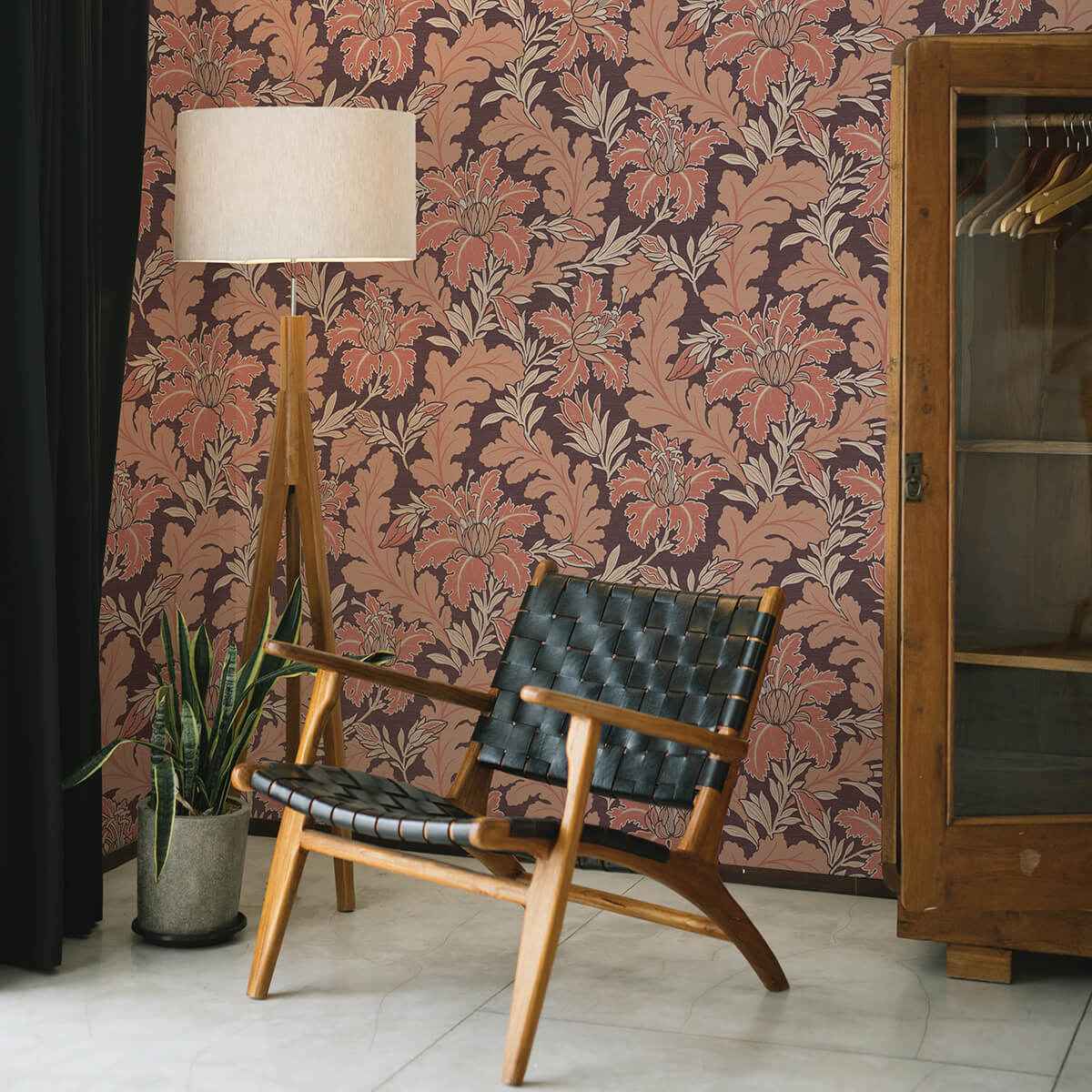 Butterfield Burgundy Floral Wallpaper - York Wallcoverings - 2970-26144 - York Wallcoverings Wallpaper