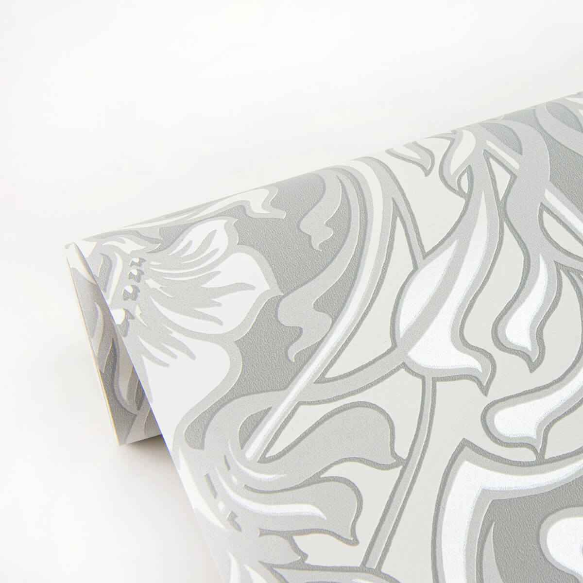 Mucha Off White Botanical Ogee Wallpaper - York Wallcoverings - 2970-26149 - York Wallcoverings Wallpaper