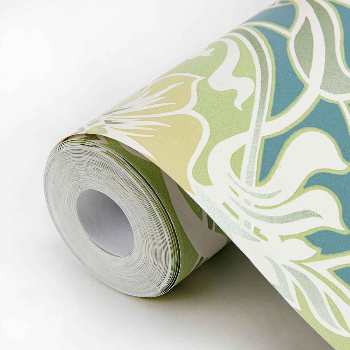 Mucha Teal Botanical Ogee Wallpaper - York Wallcoverings - 2970-26151 - York Wallcoverings Wallpaper