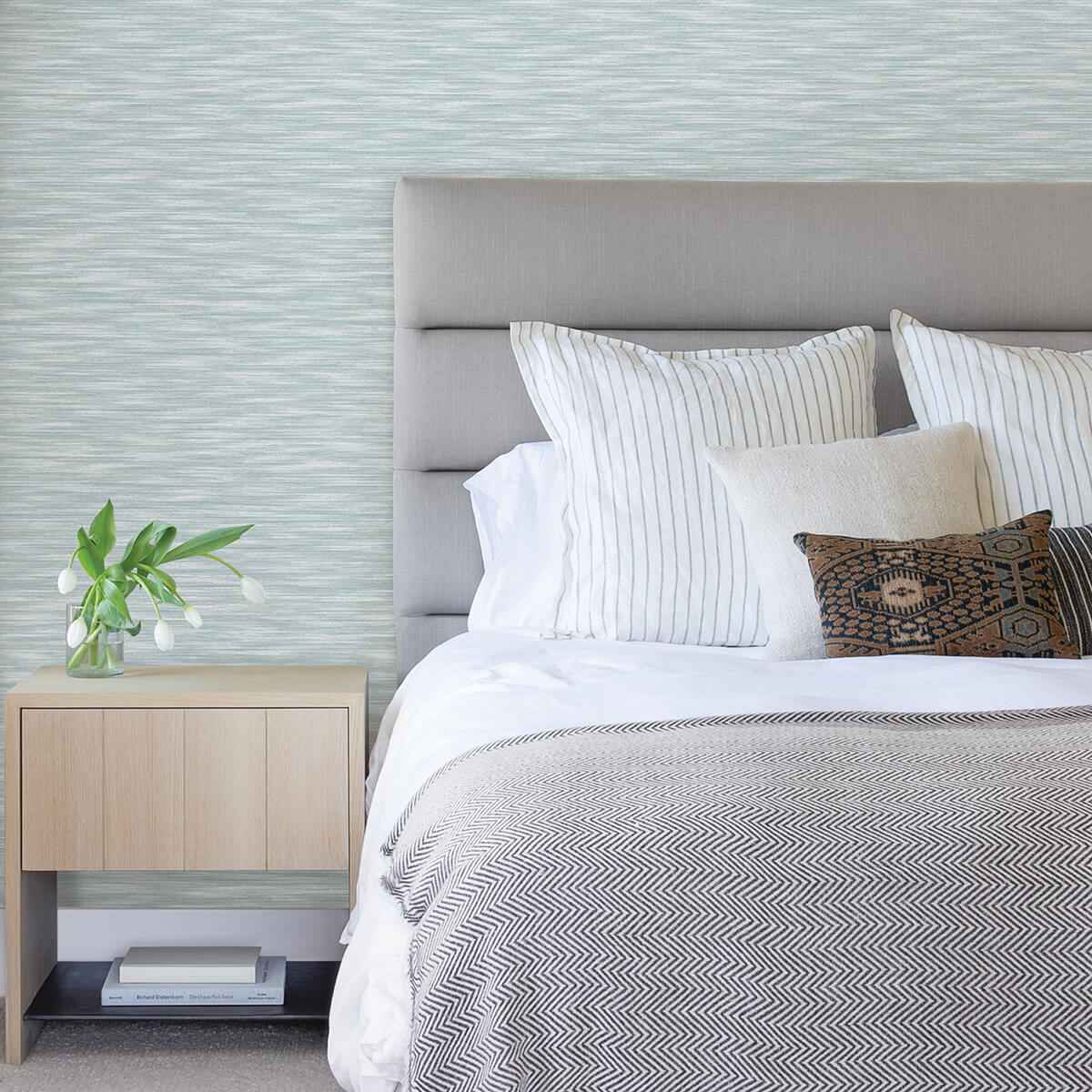 Benson Light Blue Variegated Stripe Wallpaper - York Wallcoverings - 2970-26153 - York Wallcoverings Wallpaper