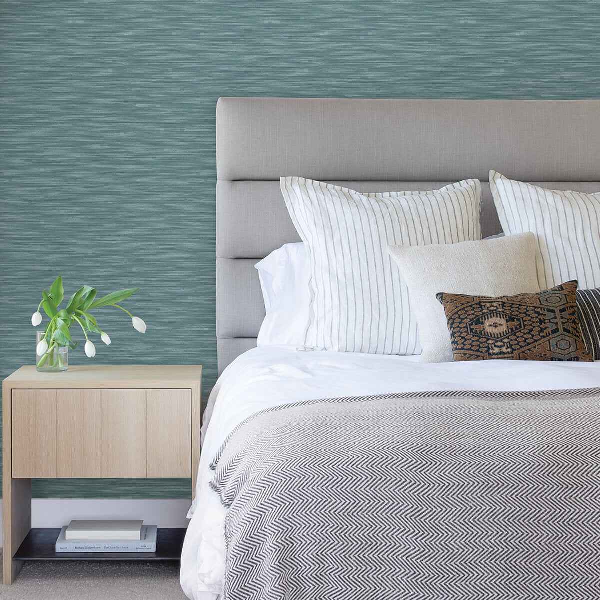 Benson Dark Blue Variegated Stripe Wallpaper - York Wallcoverings - 2970-26154 - York Wallcoverings Wallpaper
