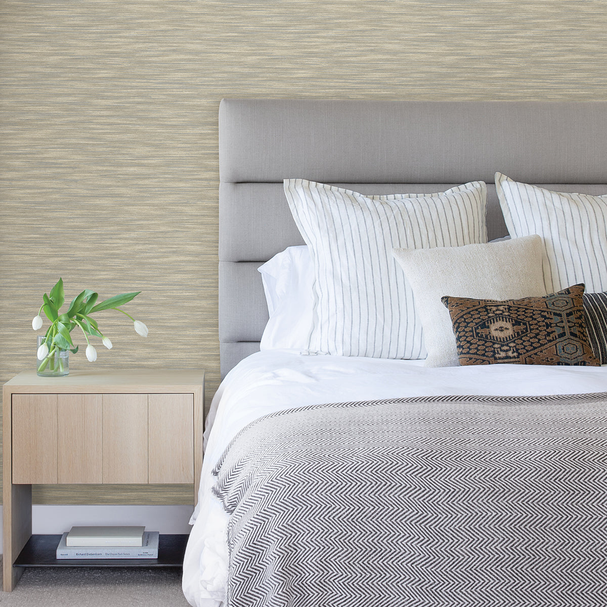 benson-taupe-variegated-stripe-wallpaper-york-wallcoverings-2970-26155 - York Wallcoverings Wallpaper