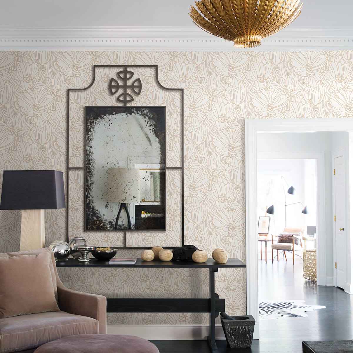 Selwyn Copper Floral Wallpaper - York Wallcoverings - 2970-87358 - York Wallcoverings Wallpaper