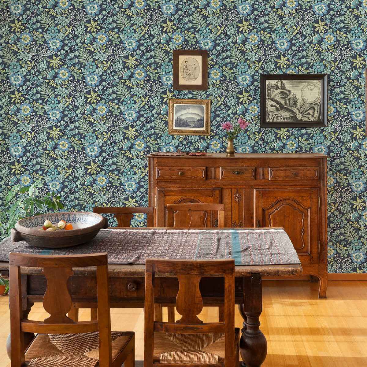 Voysey Navy Floral Wallpaper - York Wallcoverings - 2970-87533 - York Wallcoverings Wallpaper
