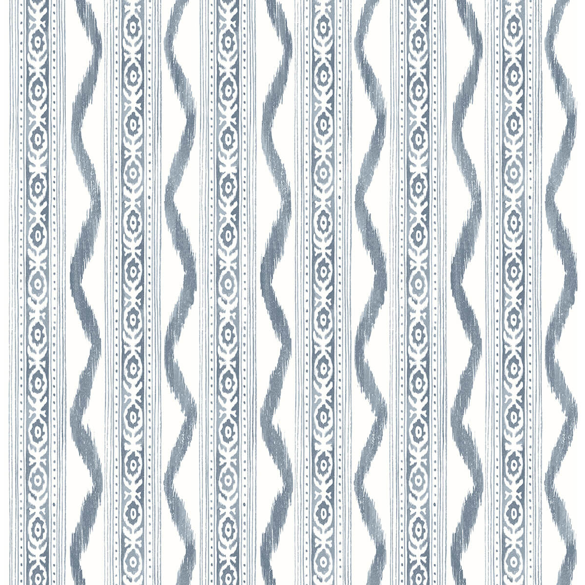 rhys-blue-ikat-stripe-wallpaper-york-wallcoverings-ast4349 - York Wallcoverings Wallpaper