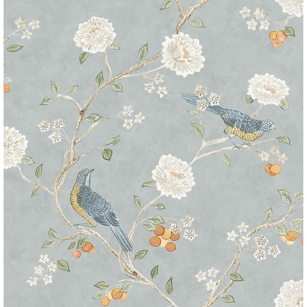 Wellesley Blue Heather Chinoiserie Wallpaper - York Wallcoverings - AST4362