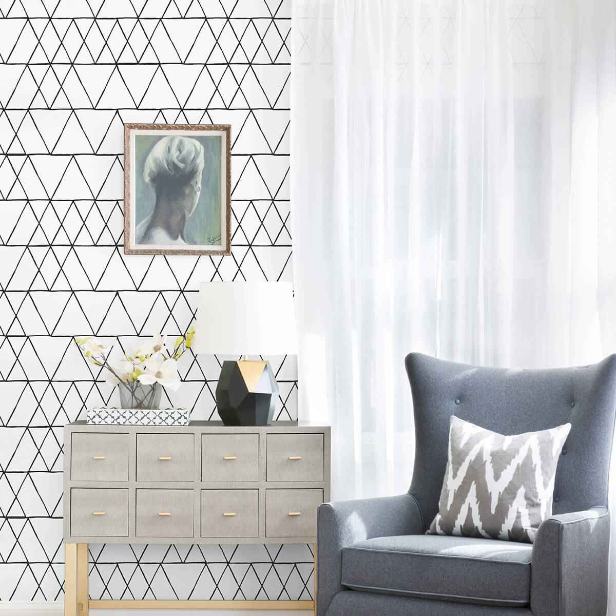 Black Harris Peel & Stick Wallpaper - York Wallcoverings - NUS4379 - York Wallcoverings Wallpaper