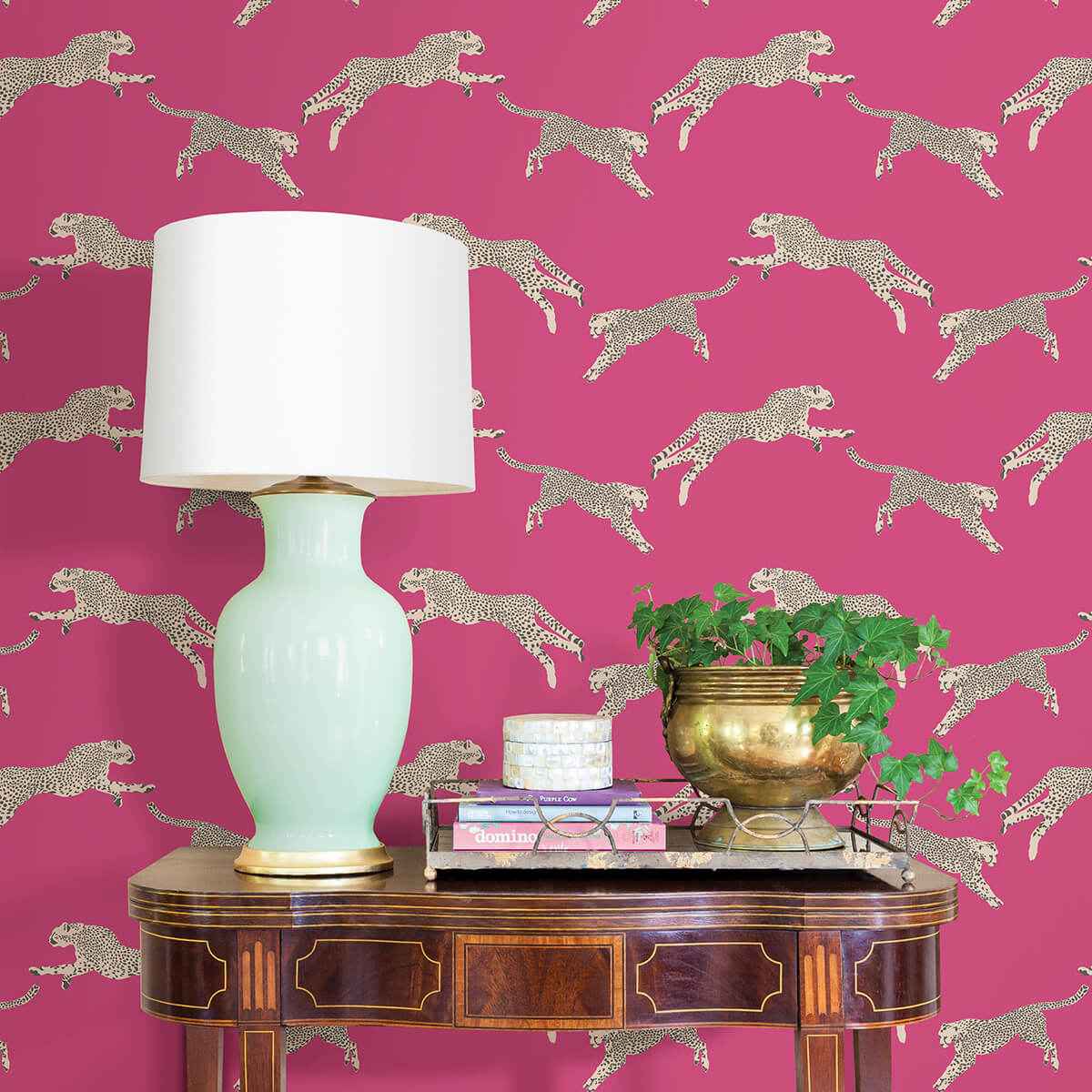 Bubblegum Leaping Cheetah Peel and Stick Wallpaper - York Wallcoverings - SCS4276 - York Wallcoverings Wallpaper