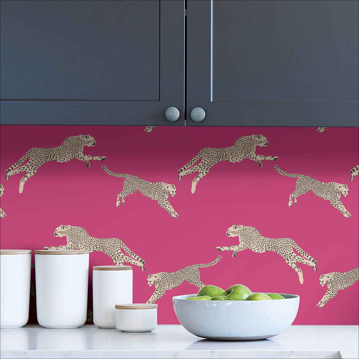 Bubblegum Leaping Cheetah Peel and Stick Wallpaper - York Wallcoverings - SCS4276 - York Wallcoverings Wallpaper
