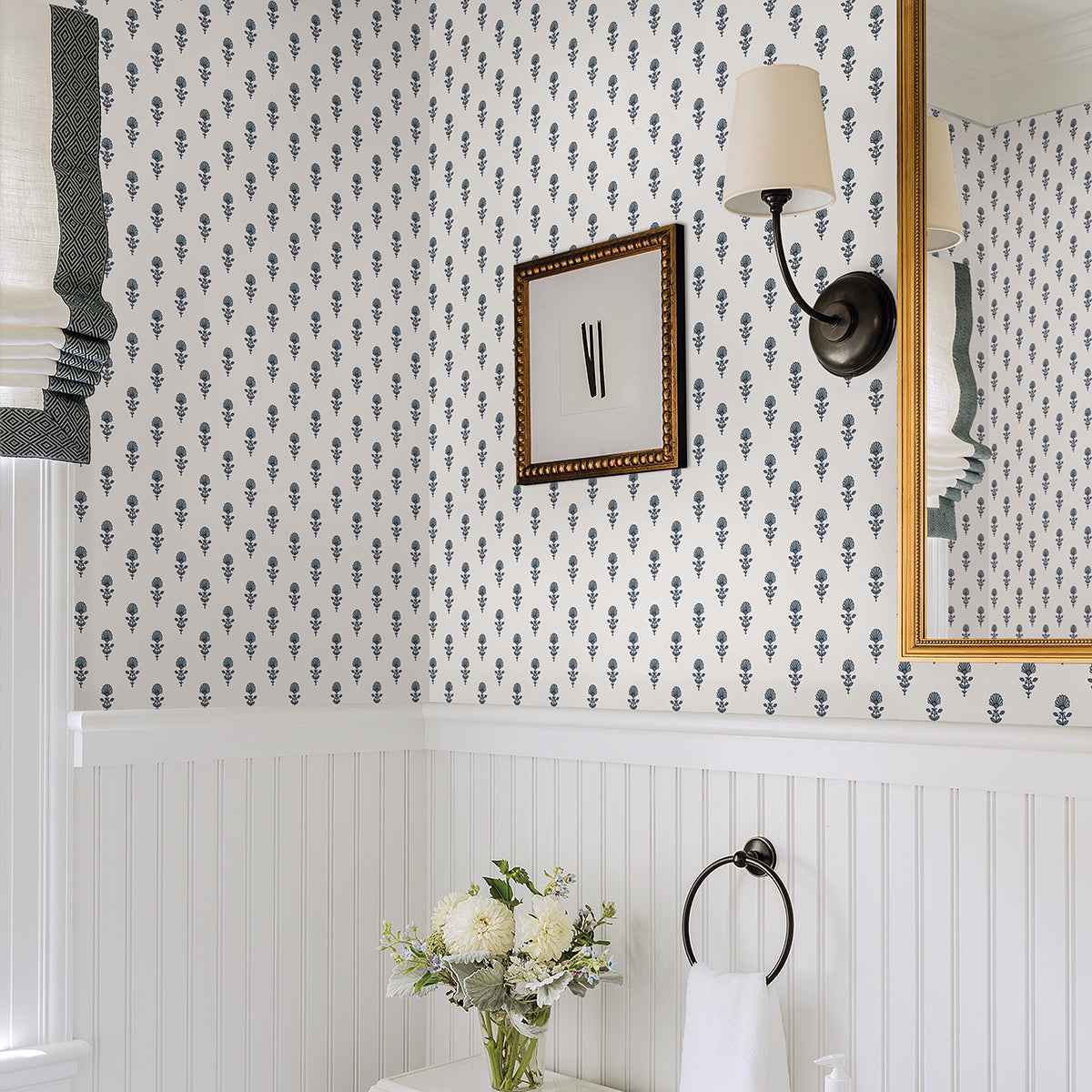 Libby Blue Heather Mini Floral Wallpaper - York Wallcoverings - AST4337 - York Wallcoverings Wallpaper