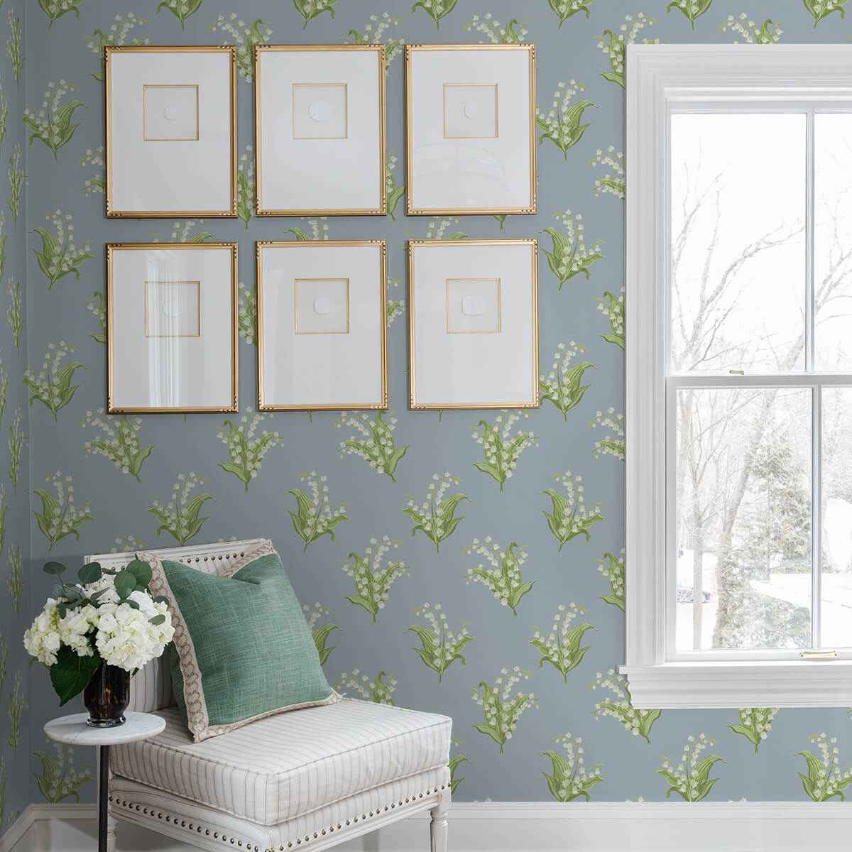 Farmington Blue Heather Lily of the Valley Wallpaper - York Wallcoverings - AST4339 - York Wallcoverings Wallpaper