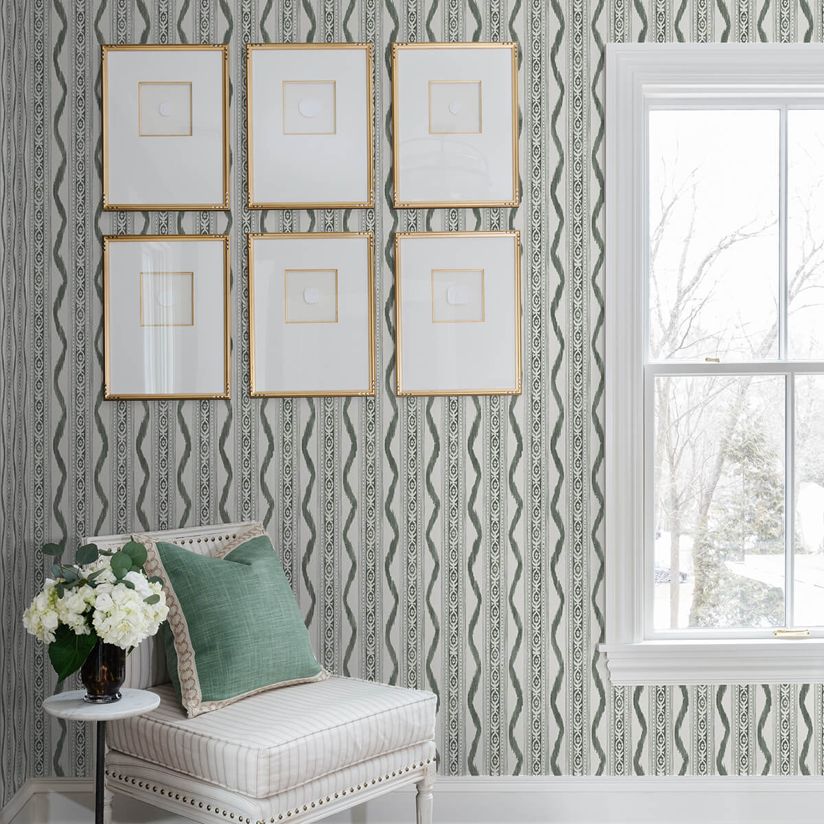 rhys-green-ikat-stripe-wallpaper-york-wallcoverings-ast4347 - York Wallcoverings Wallpaper