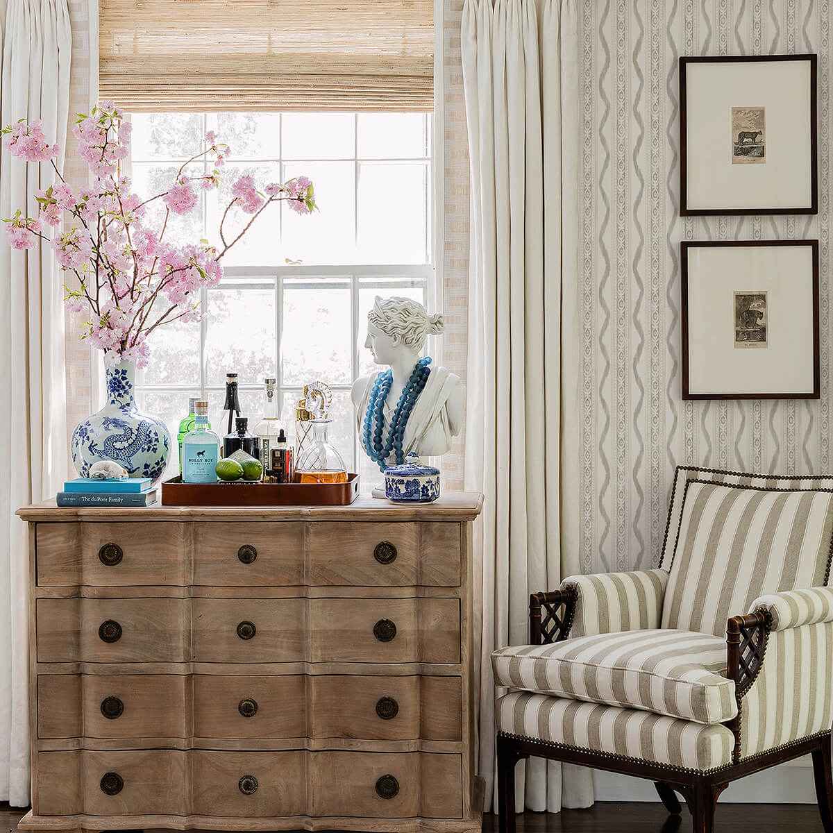Rhys Stone IKAT Stripe Wallpaper - York Wallcoverings - AST4348 - York Wallcoverings Wallpaper
