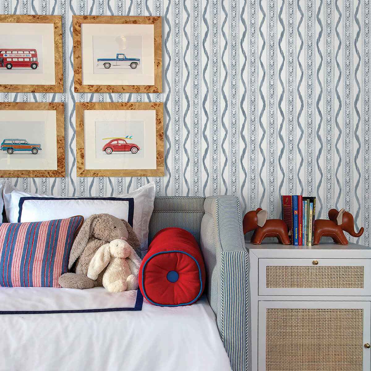 Rhys Blue IKAT Stripe Wallpaper - York Wallcoverings - AST4349 - York Wallcoverings Wallpaper