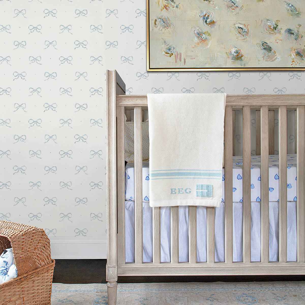 Emma Blue Heather Large Bow Wallpaper - York Wallcoverings - AST4356 - York Wallcoverings Wallpaper