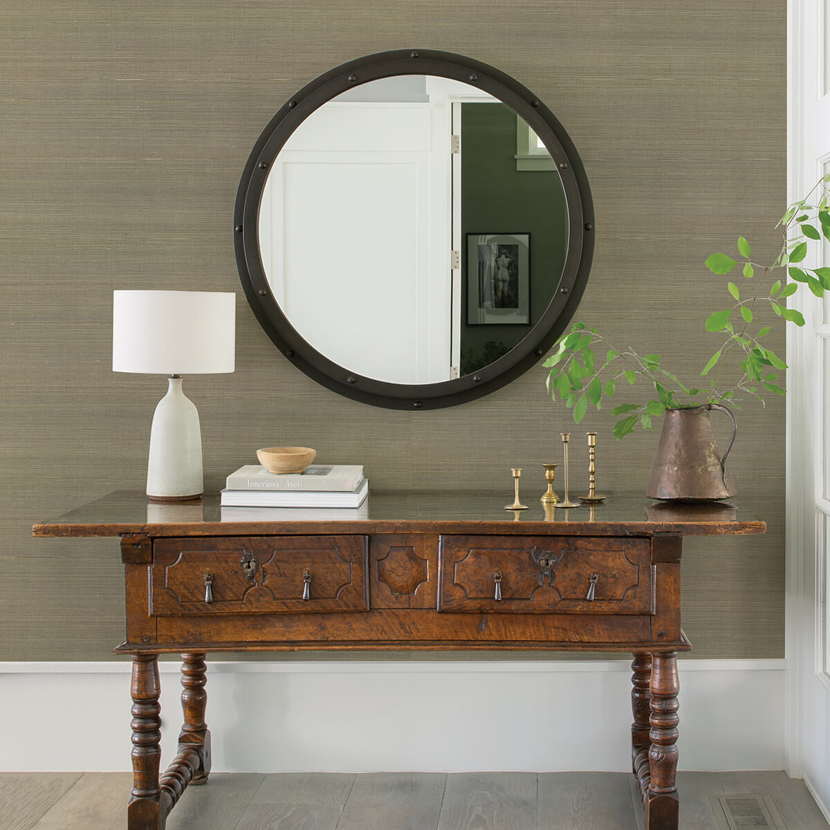 hiromi-pewter-abaca-grasscloth-wallpaper-york-wallcoverings-2972-54752 - York Wallcoverings Wallpaper