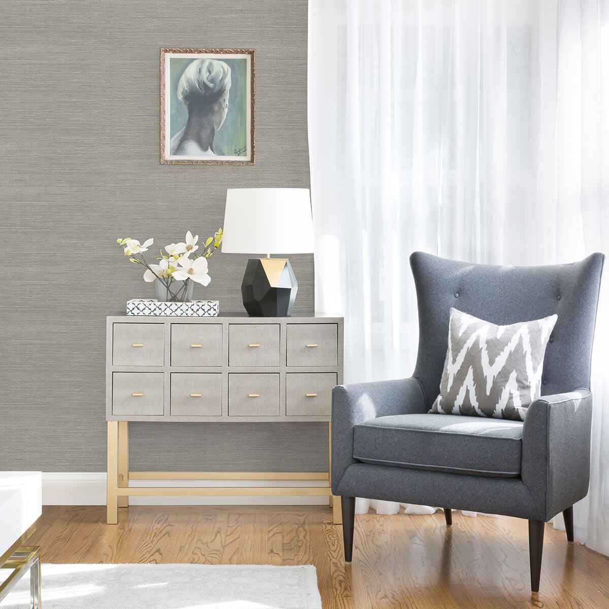 Liaohe Silver Raffia Grasscloth Wallpaper - York Wallcoverings - 2972-80032 - York Wallcoverings Wallpaper